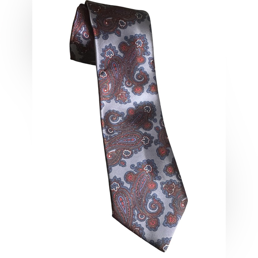 Mens Blue and Red Camden Court Paisley Print Tie